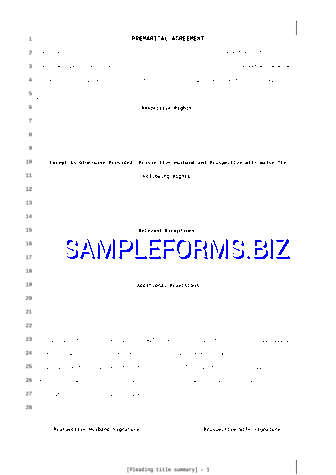 Prenuptial Agreement Template doc pdf free